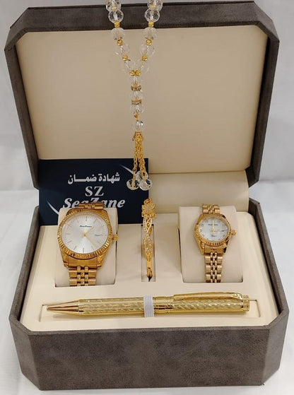 couple watch set  with pen and rosary