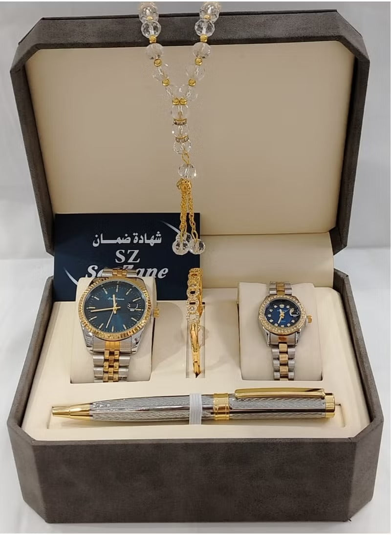 couple watch set  with pen and rosary