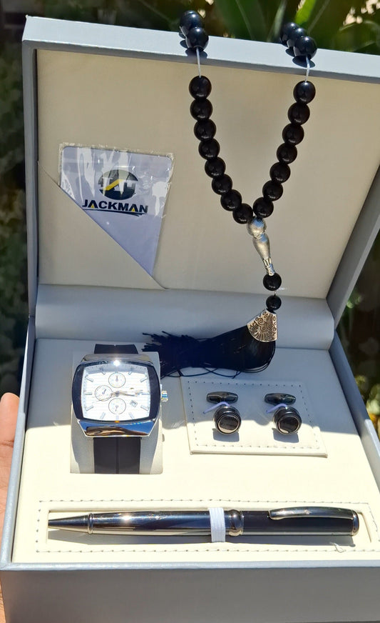 Luxury Men's Branded Watch + cufflinks + pencil + Tasbeeh included in Box