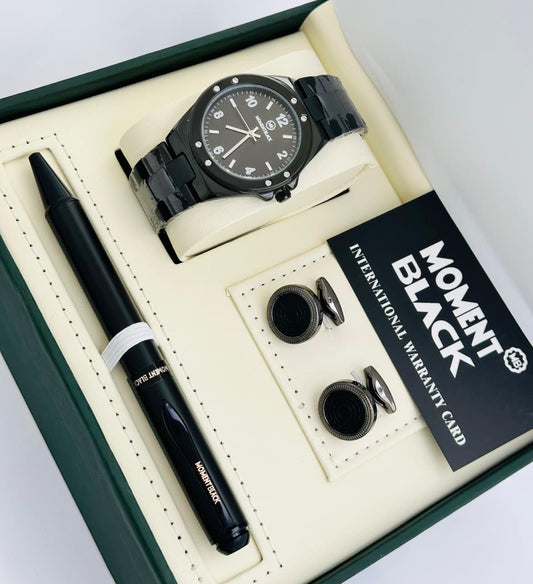 Luxury Men's Branded Watch + cufflinks + pencil + Tasbeeh included in Box